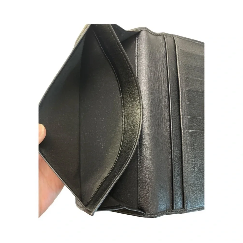 CHANEL Black Leather Camellia Wallet